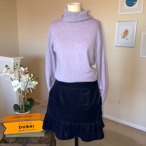 J CREW navy velvet mini skirt with ruffle hem NWOT - Picture 2 of 7